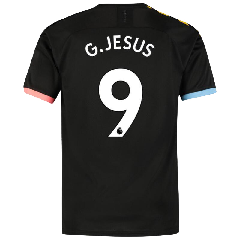 Herren Fußball Gabriel Jesus 9 Auswärtstrikot Schwarz Trikot 2019/20 Hemd