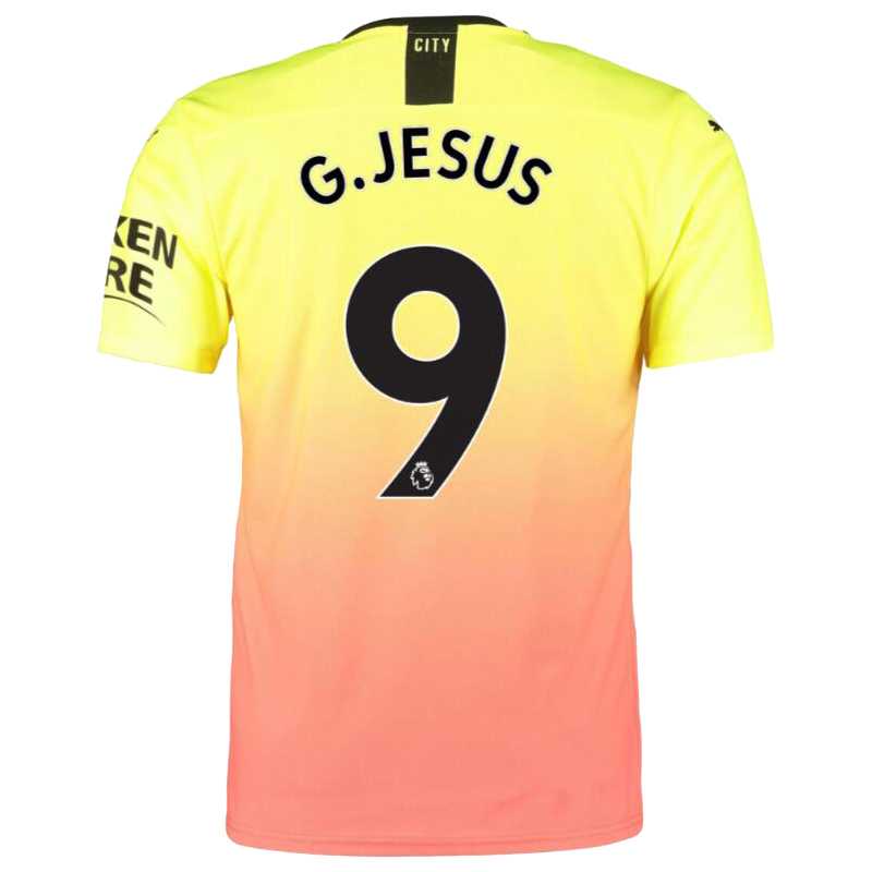 Herren Fußball Gabriel Jesus 9 Ausweichtrikot Gelb Orange Trikot 2019/20 Hemd