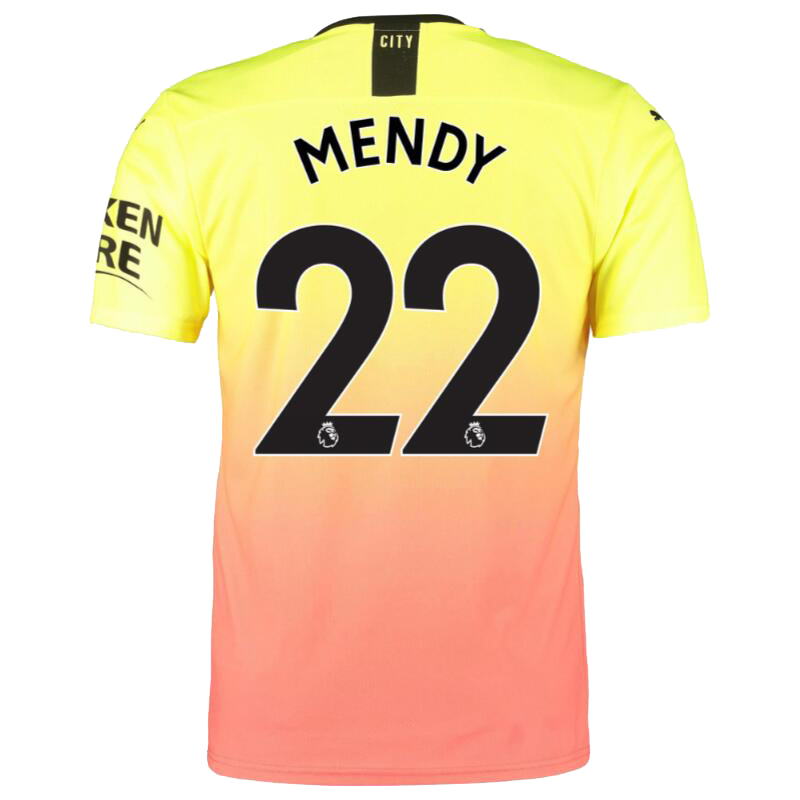 Herren Fußball Benjamin Mendy 22 Ausweichtrikot Gelb Orange Trikot 2019/20 Hemd