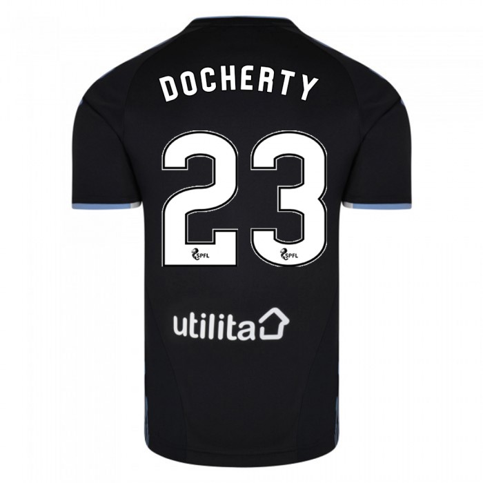 Herren Fußball Greg Docherty 23 Auswärtstrikot Schwarz Trikot 2019/20 Hemd