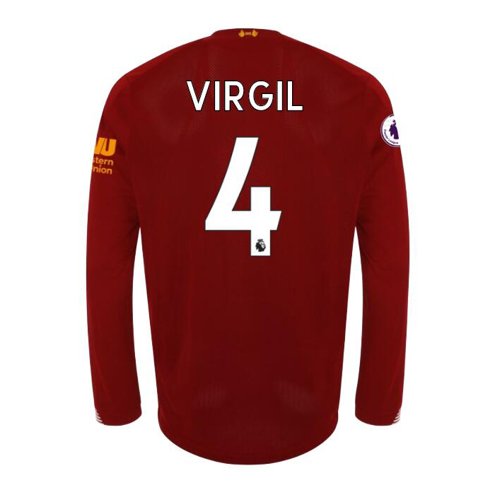 Kinder Fußball Virgil Van Dijk 4 Heimtrikot Rot Langarmtrikot 2019/20 Hemd