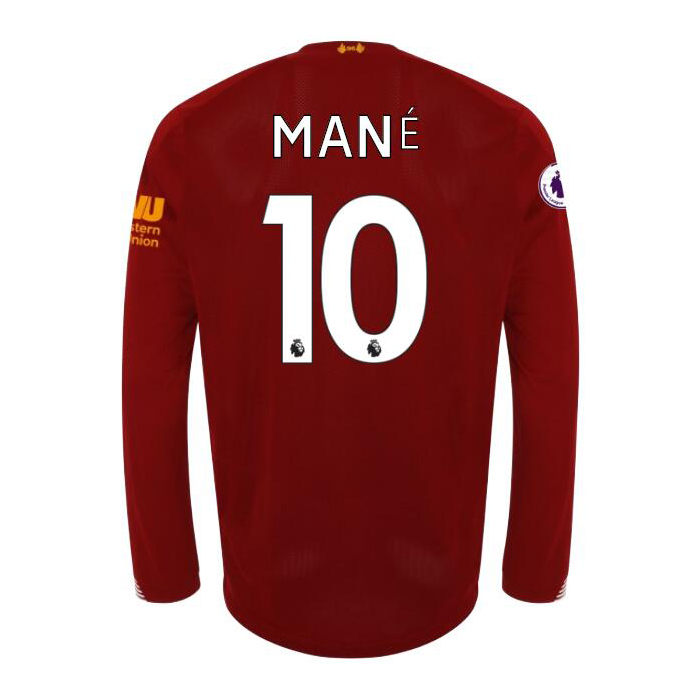 Kinder Fußball Sadio Mane 10 Heimtrikot Rot Langarmtrikot 2019/20 Hemd