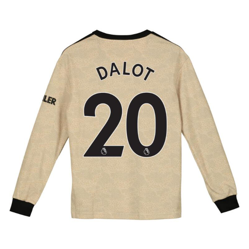 Kinder Fußball Diogo Dalot 20 Auswärtstrikot Champagner Langarmtrikot 2019/20 Hemd
