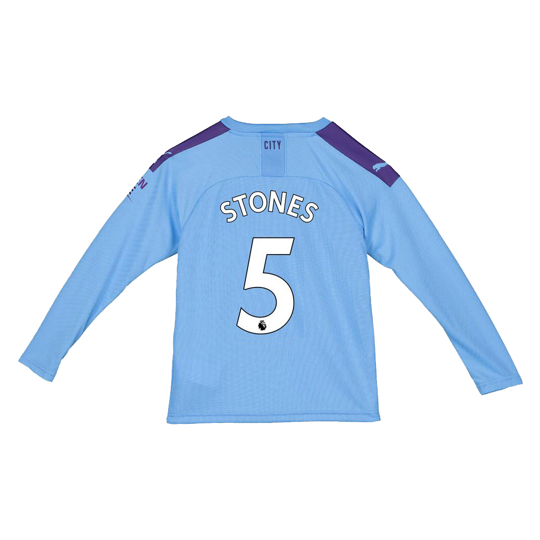 Kinder Fußball John Stones 5 Heimtrikot Blau Langarmtrikot 2019/20 Hemd