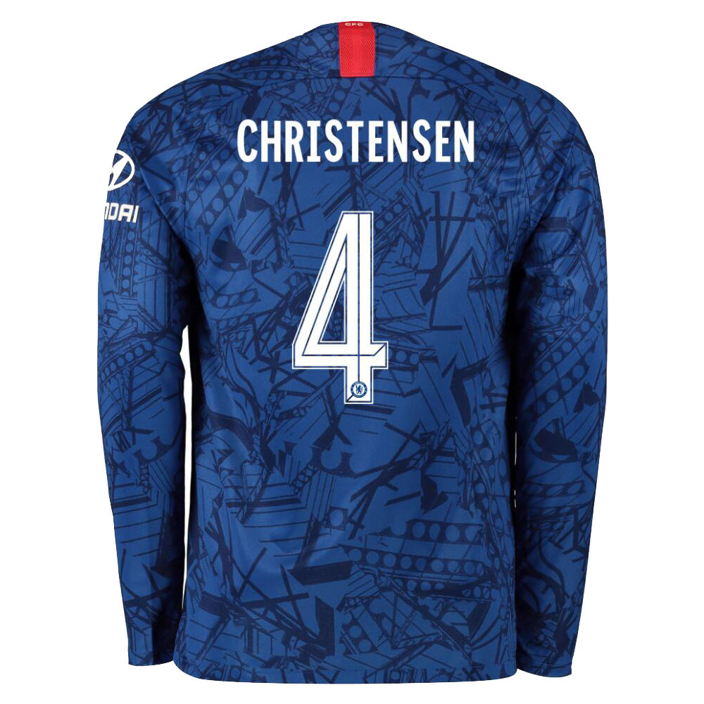 Kinder Fußball Andreas Christensen 4 Heimtrikot Königsblau Langarmtrikot 2019/20 Hemd