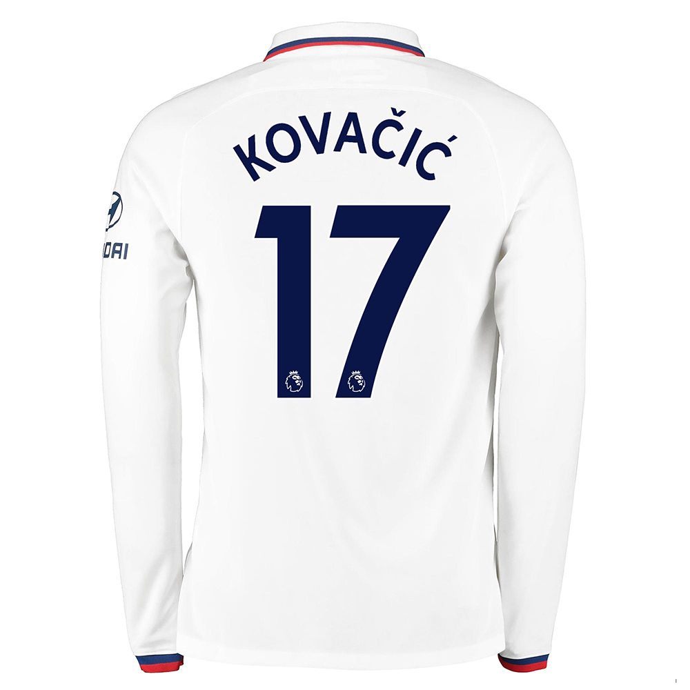 Kinder Fußball Mateo Kovacic 17 Auswärtstrikot Weiß Langarmtrikot 2019/20 Hemd