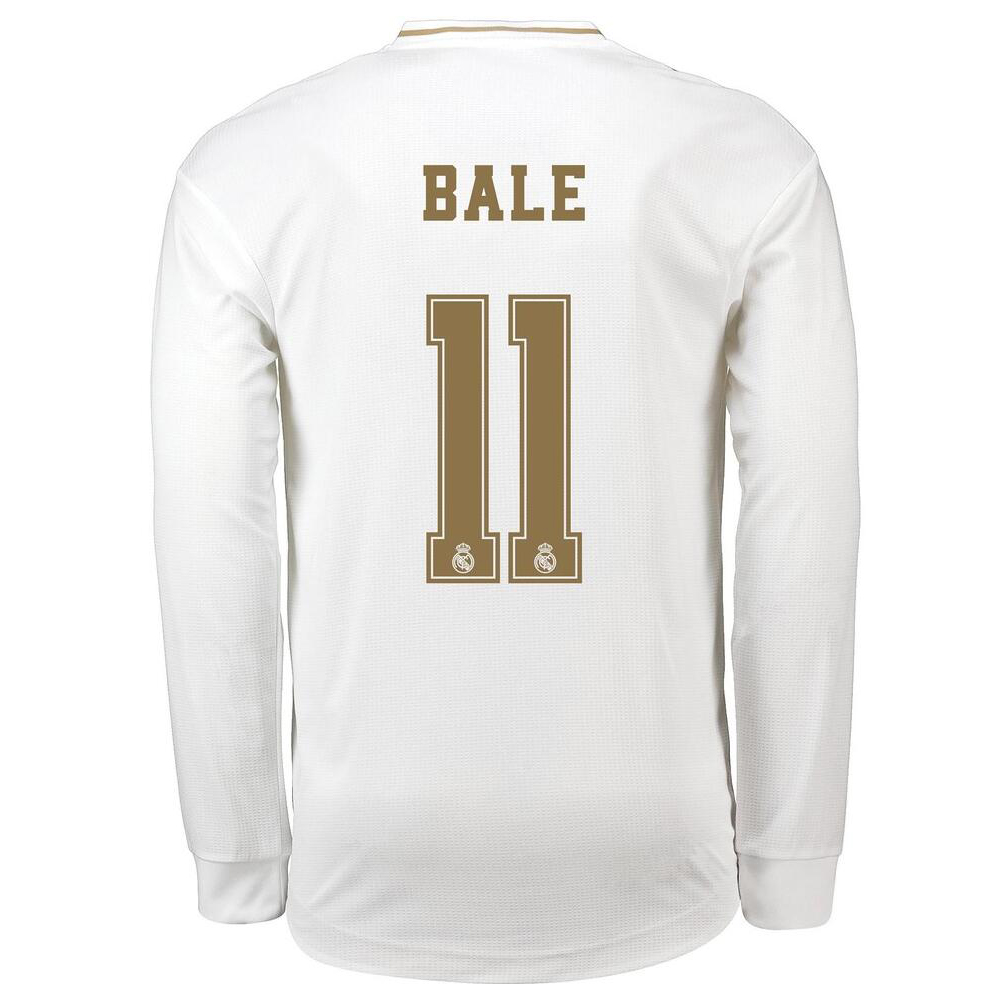 Kinder Fußball Gareth Bale 11 Heimtrikot Weiß Langarmtrikot 2019/20 Hemd