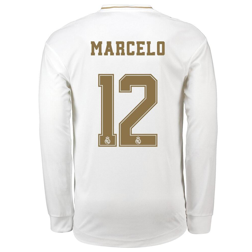 Kinder Fußball Marcelo 12 Heimtrikot Weiß Langarmtrikot 2019/20 Hemd