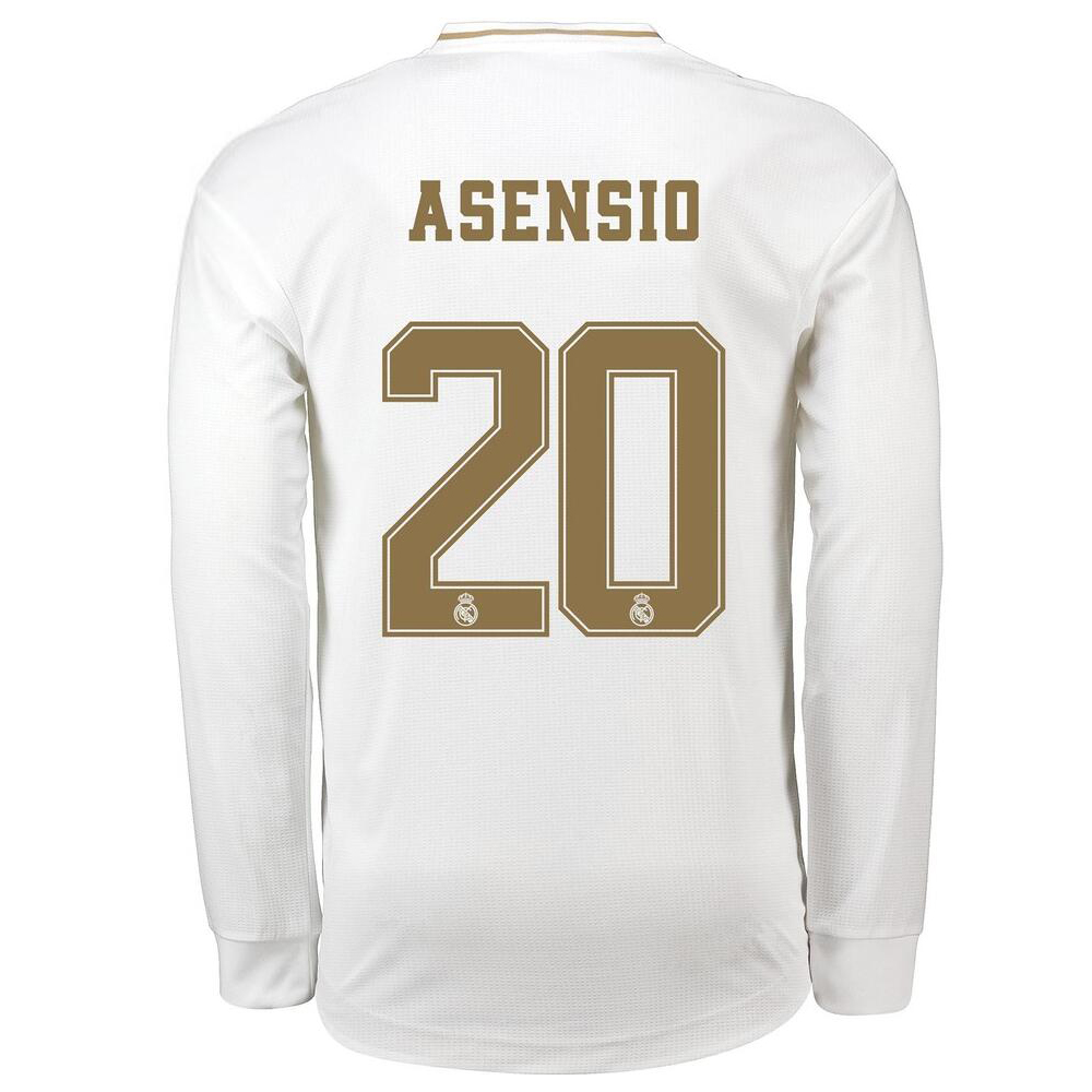 Kinder Fußball Marco Asensio 20 Heimtrikot Weiß Langarmtrikot 2019/20 Hemd