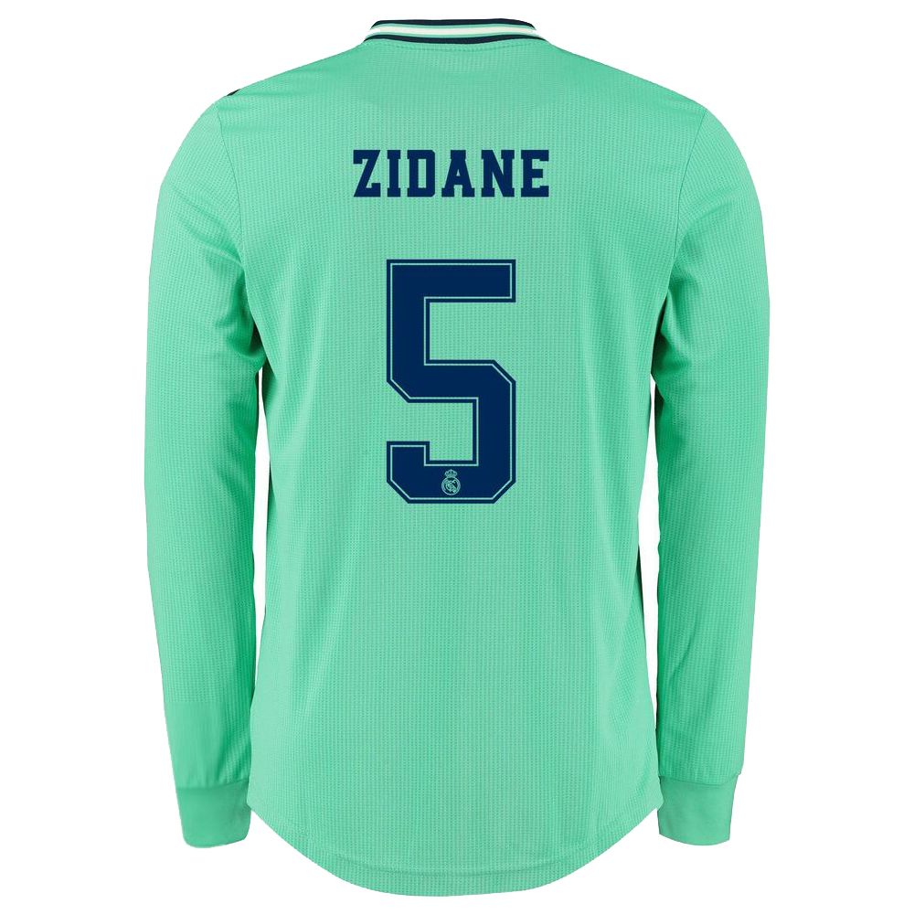 Kinder Fußball Zinedine Zidane 5 Ausweichtrikot Grün Langarmtrikot 2019/20 Hemd