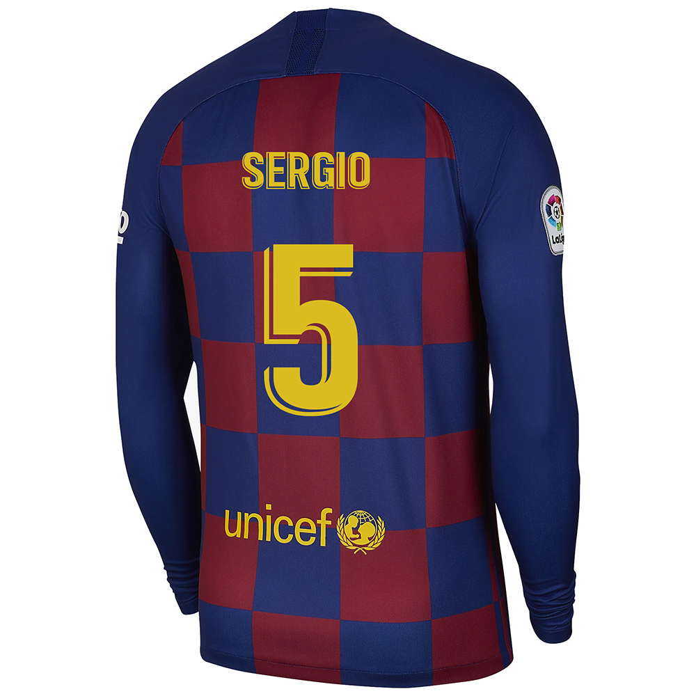 Kinder Fußball Sergio Busquets 5 Heimtrikot Blau Rot Langarmtrikot 2019/20 Hemd