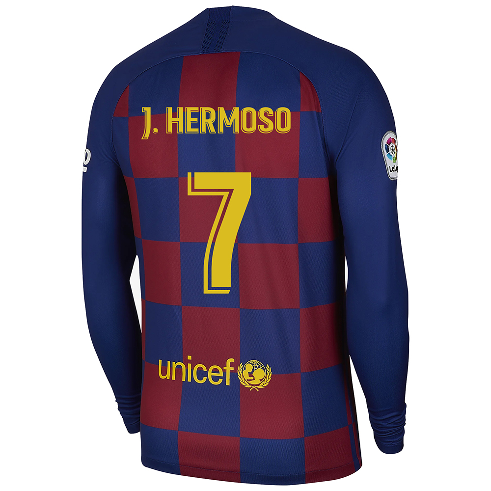 Kinder Fußball Jennifer Hermoso 7 Heimtrikot Blau Rot Langarmtrikot 2019/20 Hemd