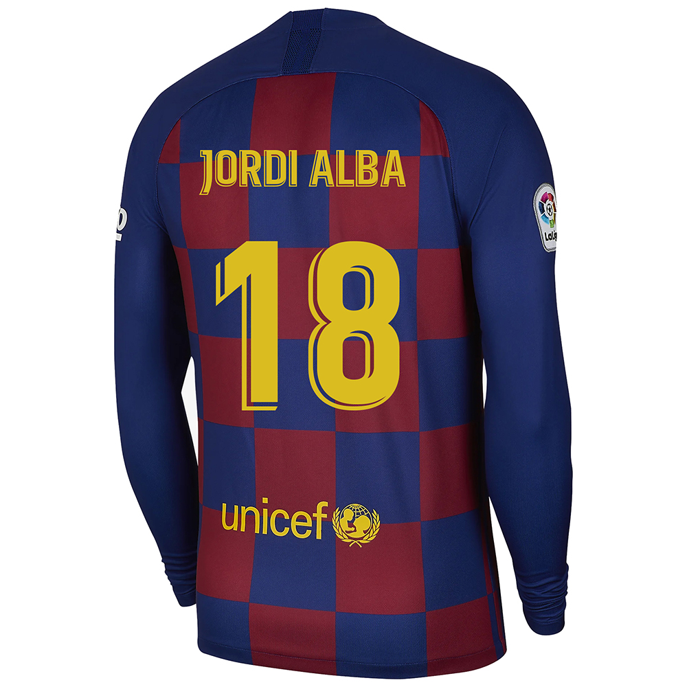 Kinder Fußball Jordi Alba 18 Heimtrikot Blau Rot Langarmtrikot 2019/20 Hemd