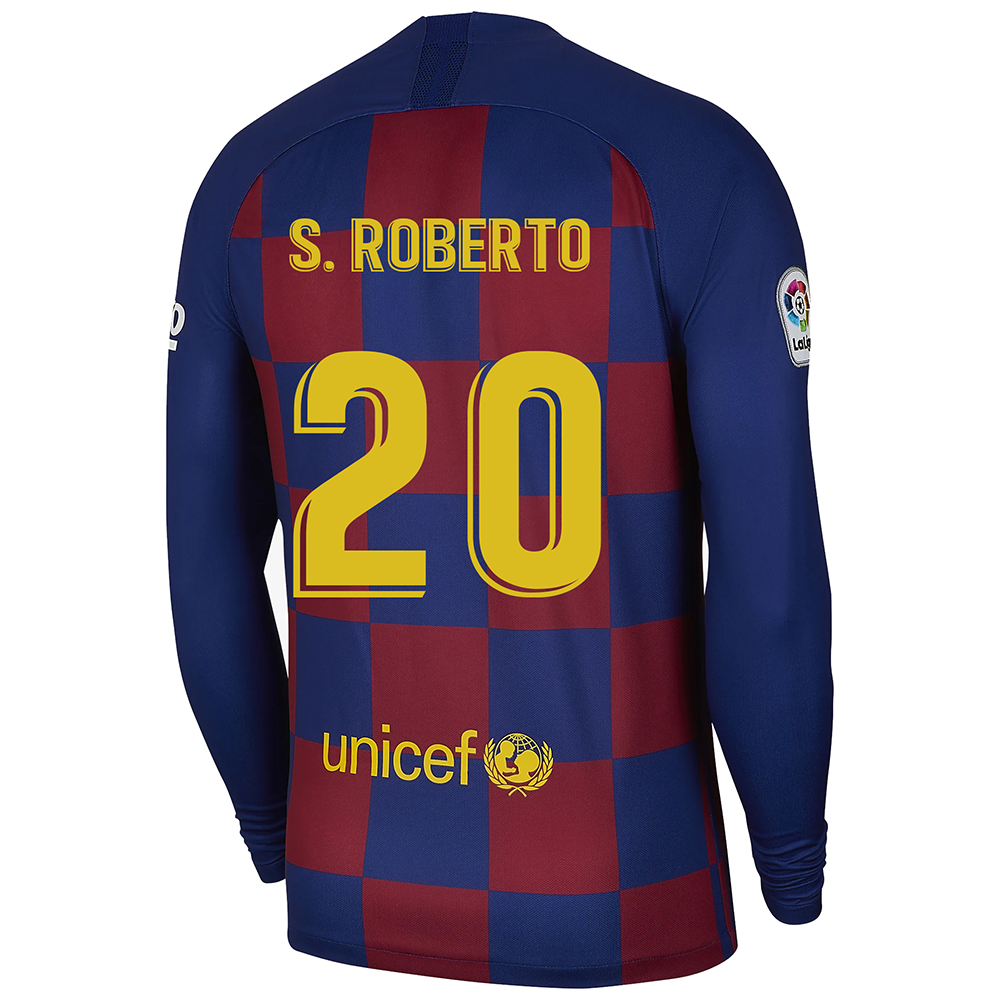 Kinder Fußball Sergi Roberto 20 Heimtrikot Blau Rot Langarmtrikot 2019/20 Hemd