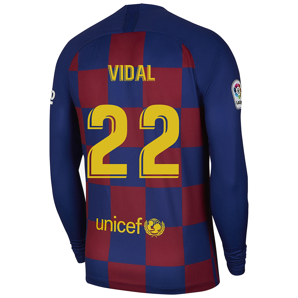 Kinder Fußball Arturo Vidal 22 Heimtrikot Blau Rot Langarmtrikot 2019/20 Hemd