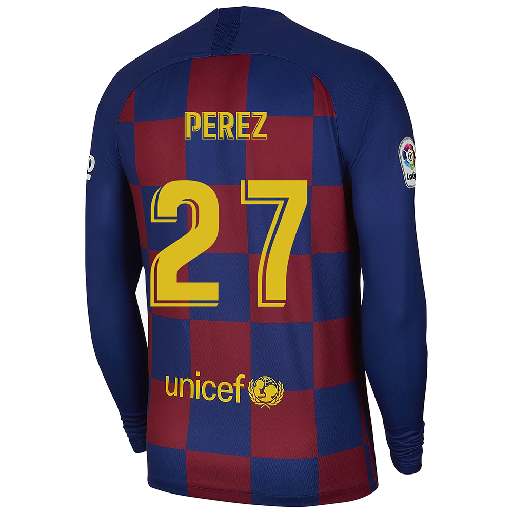 Kinder Fußball Carles Perez 27 Heimtrikot Blau Rot Langarmtrikot 2019/20 Hemd