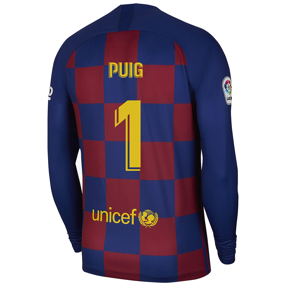 Kinder Fußball Sergi Puig 1 Heimtrikot Blau Rot Langarmtrikot 2019/20 Hemd