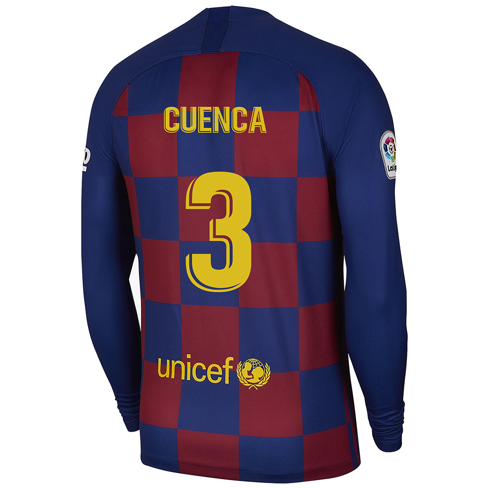 Kinder Fußball Jorge Cuenca 3 Heimtrikot Blau Rot Langarmtrikot 2019/20 Hemd