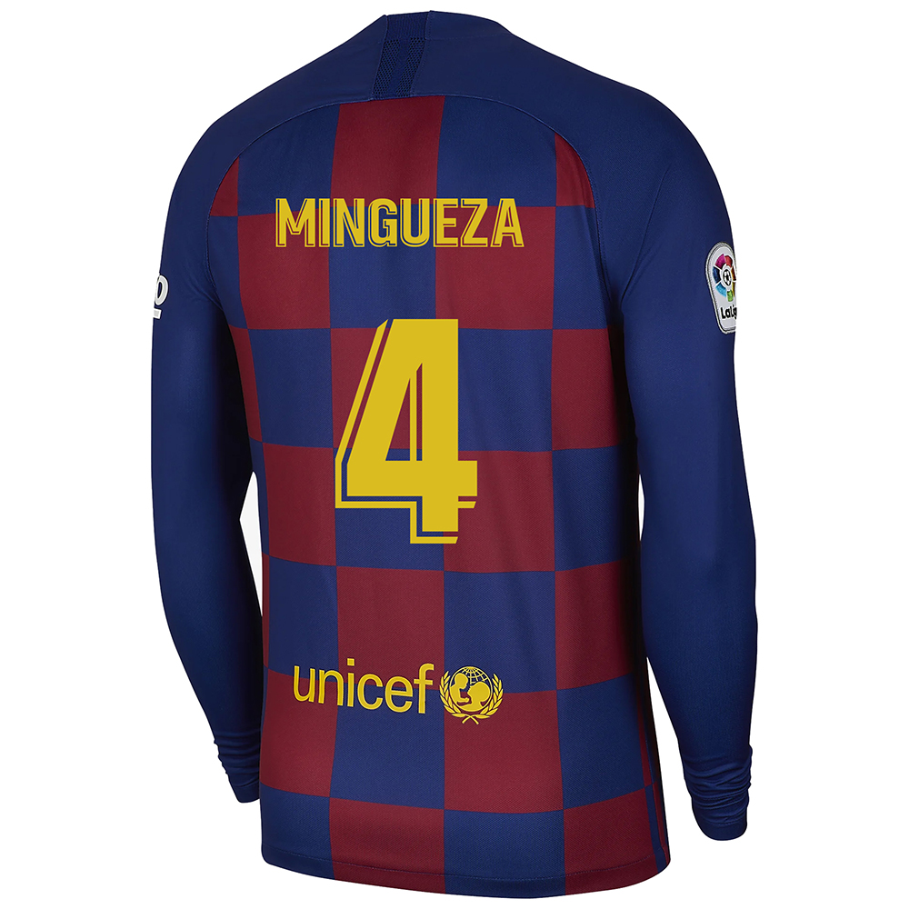 Kinder Fußball Oscar Mingueza 4 Heimtrikot Blau Rot Langarmtrikot 2019/20 Hemd