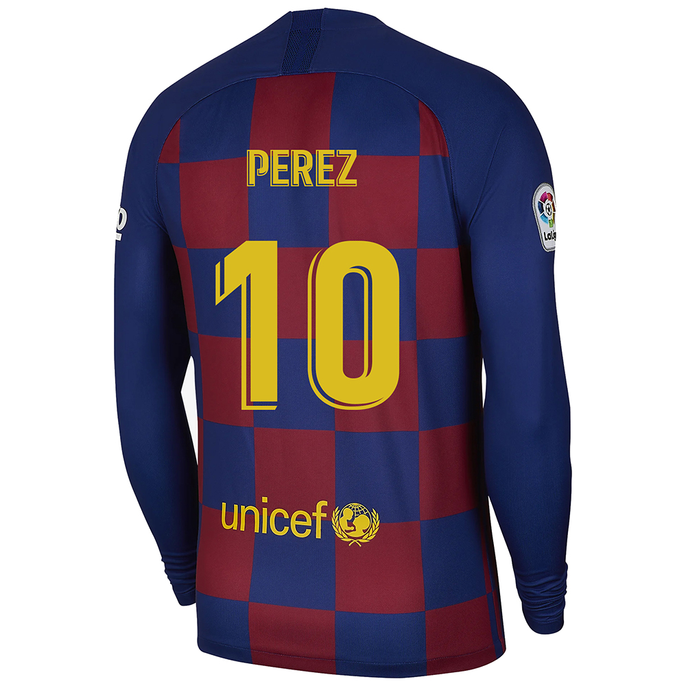 Kinder Fußball Carles Perez 10 Heimtrikot Blau Rot Langarmtrikot 2019/20 Hemd