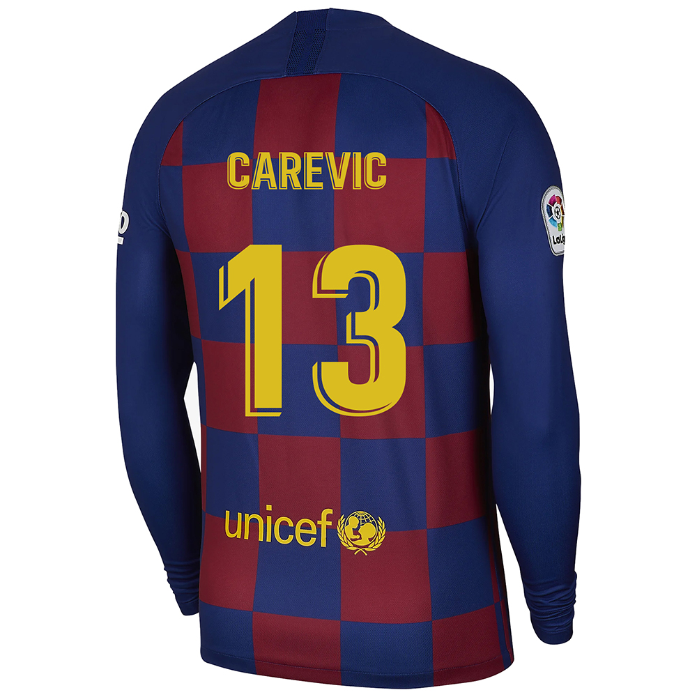 Kinder Fußball Lazar Carevic 13 Heimtrikot Blau Rot Langarmtrikot 2019/20 Hemd