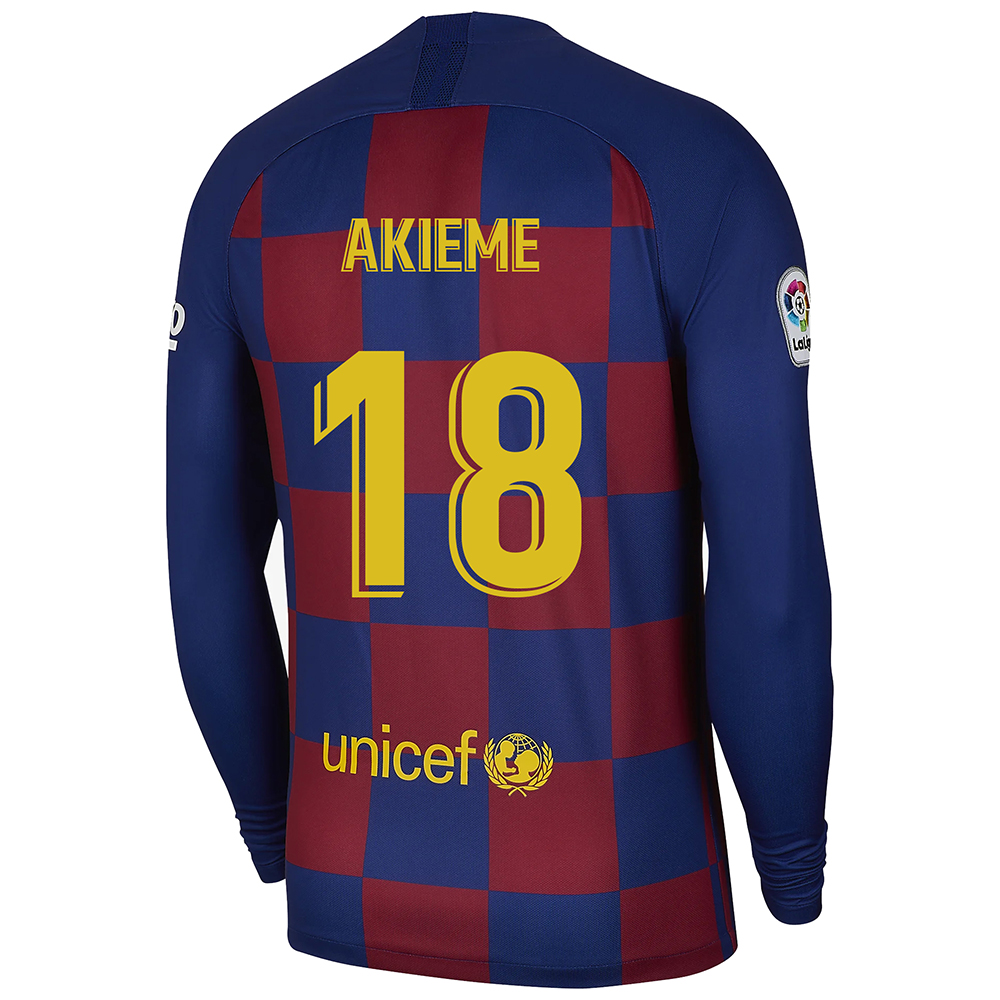 Kinder Fußball Sergio Akieme 18 Heimtrikot Blau Rot Langarmtrikot 2019/20 Hemd