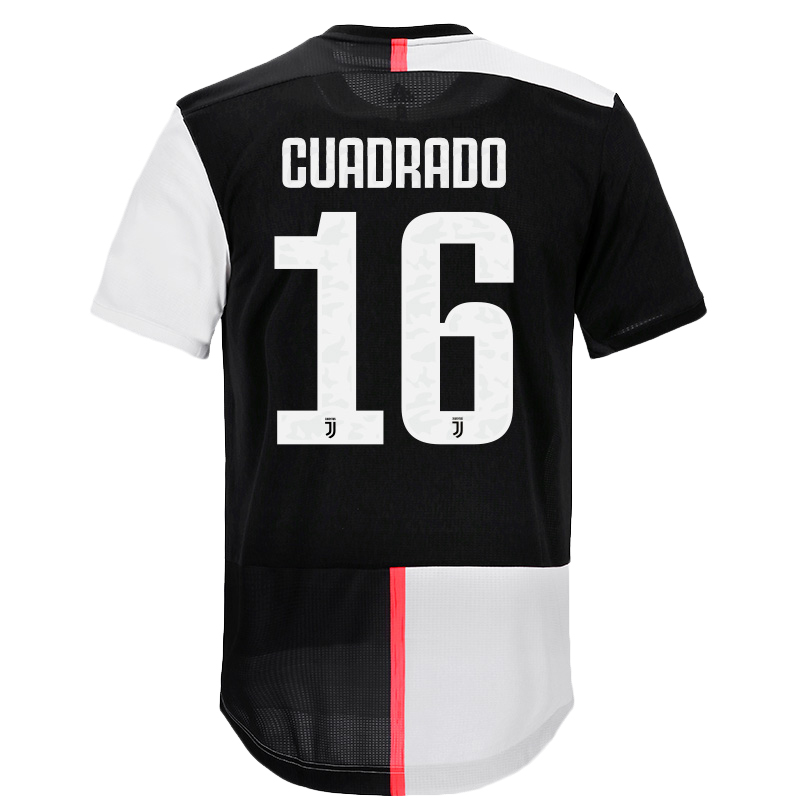Kinder Fußball Juan Cuadrado 16 Heimtrikot Weiß Schwarz Trikot 2019/20 Hemd
