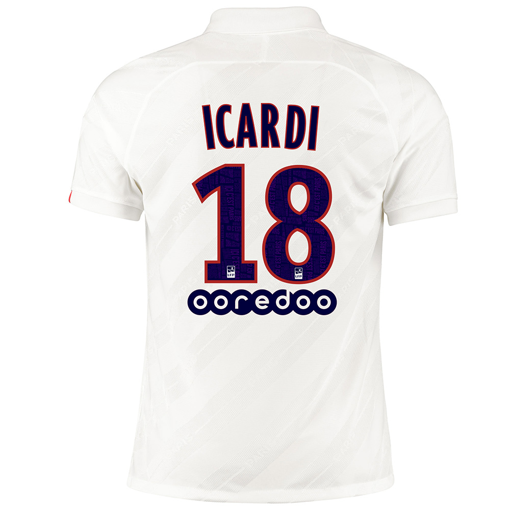 Kinder Fußball Mauro Icardi 18 Ausweichtrikot Weiß Trikot 2019/20 Hemd