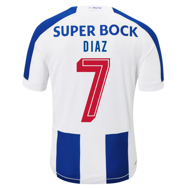 Kinder Fußball Luis Diaz 7 Heimtrikot Weiß Blau Trikot 2019/20 Hemd