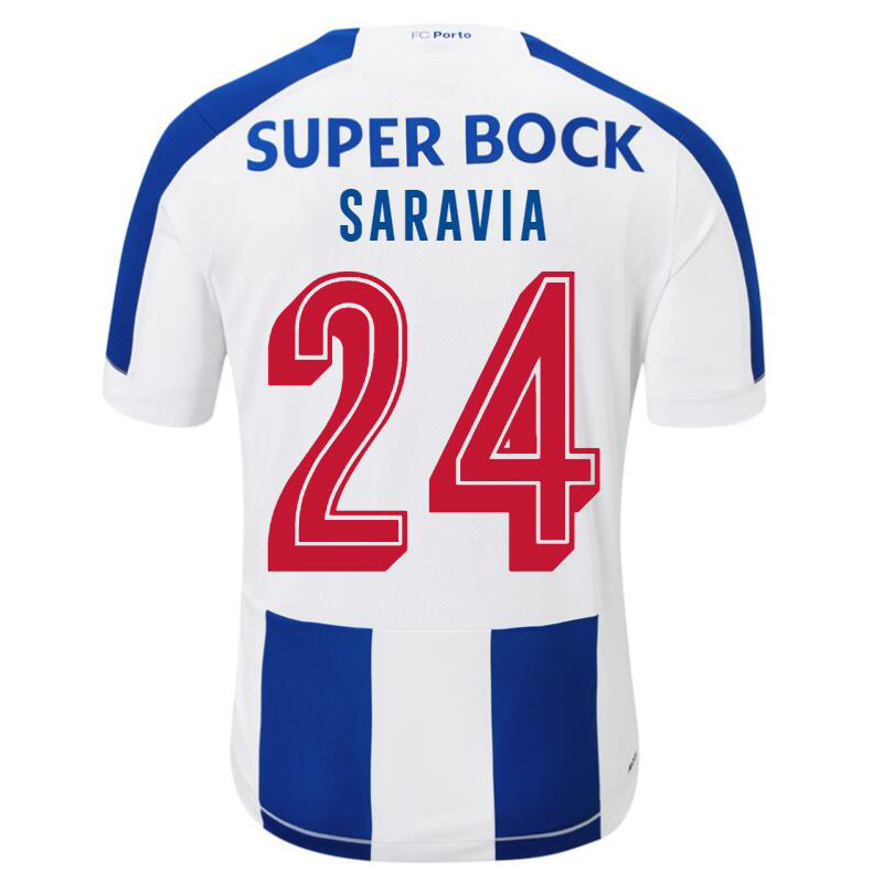 Kinder Fußball Renzo Saravia 24 Heimtrikot Weiß Blau Trikot 2019/20 Hemd