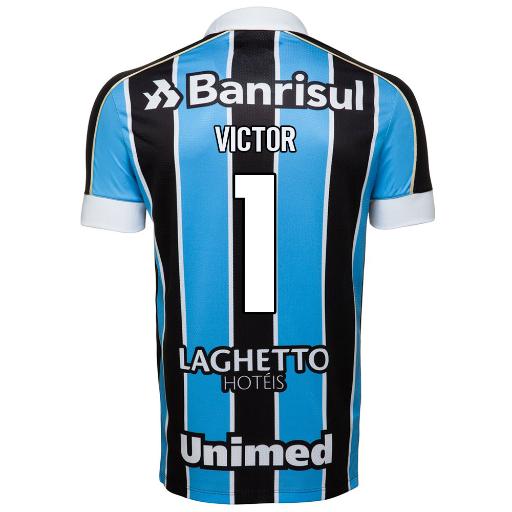 Kinder Fußball Paulo Victor 1 Heimtrikot Blau Schwarz Trikot 2019/20 Hemd