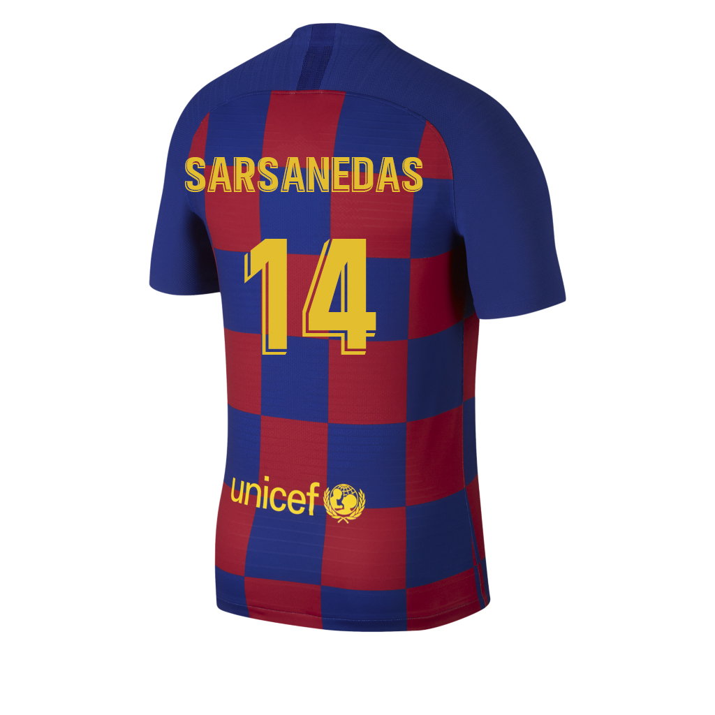 Kinder Fußball Ferran Sarsanedas 14 Heimtrikot Blau Rot Trikot 2019/20 Hemd