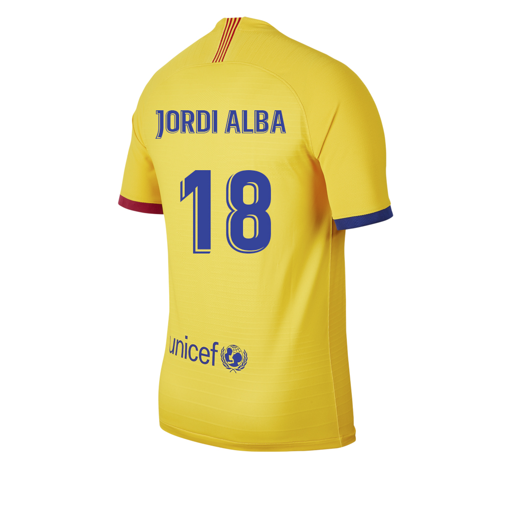 Kinder Fußball Jordi Alba 18 Auswärtstrikot Gelb Trikot 2019/20 Hemd