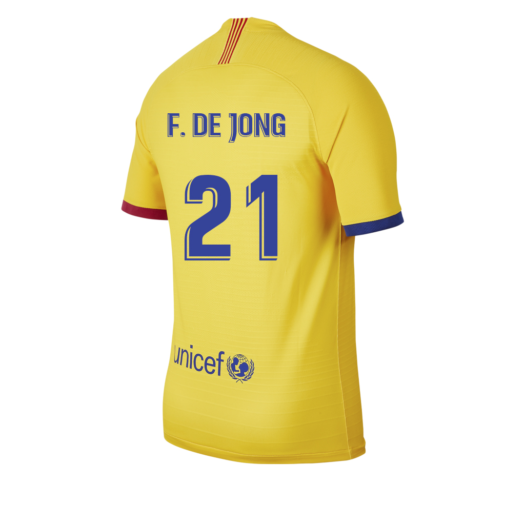 Kinder Fußball Frenkie de Jong 21 Auswärtstrikot Gelb Trikot 2019/20 Hemd
