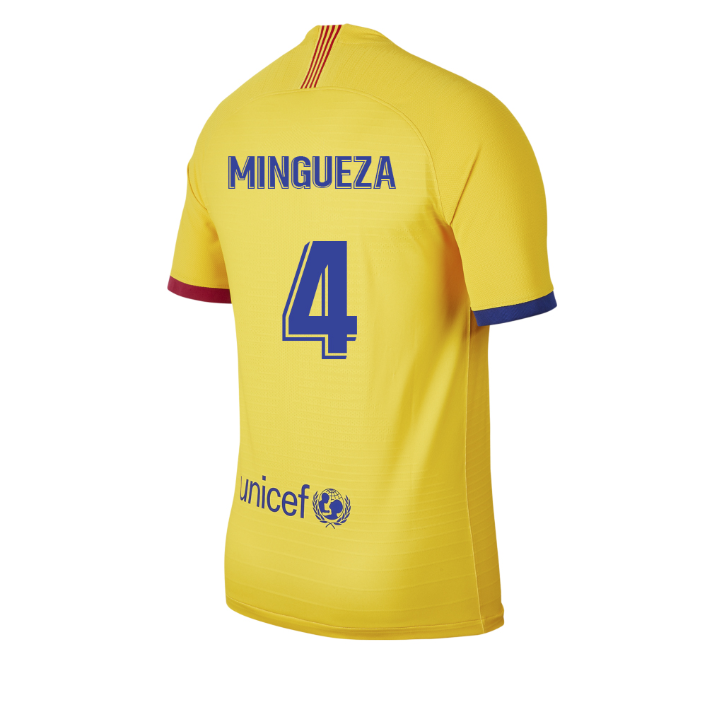 Kinder Fußball Oscar Mingueza 4 Auswärtstrikot Gelb Trikot 2019/20 Hemd