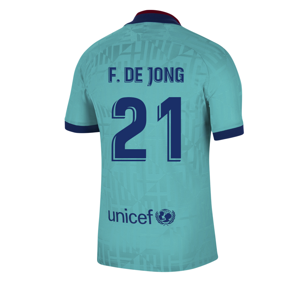Kinder Fußball Frenkie de Jong 21 Ausweichtrikot Blau Trikot 2019/20 Hemd