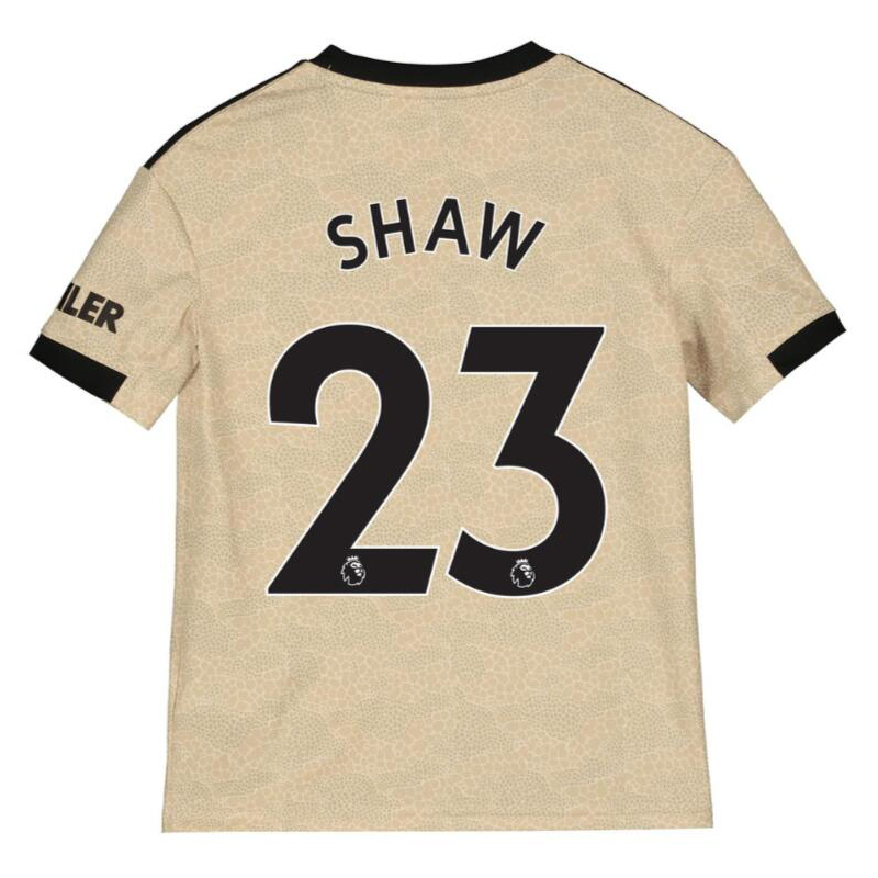 Kinder Fußball Luke Shaw 23 Auswärtstrikot Champagner Trikot 2019/20 Hemd