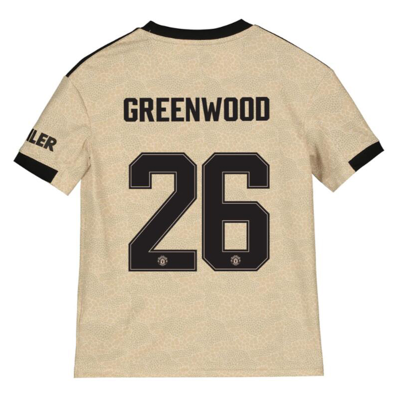 Kinder Fußball Mason Greenwood 26 Auswärtstrikot Champagner Trikot 2019/20 Hemd