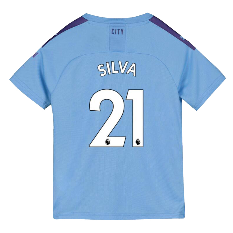 Kinder Fußball David Silva 21 Heimtrikot Blau Trikot 2019/20 Hemd