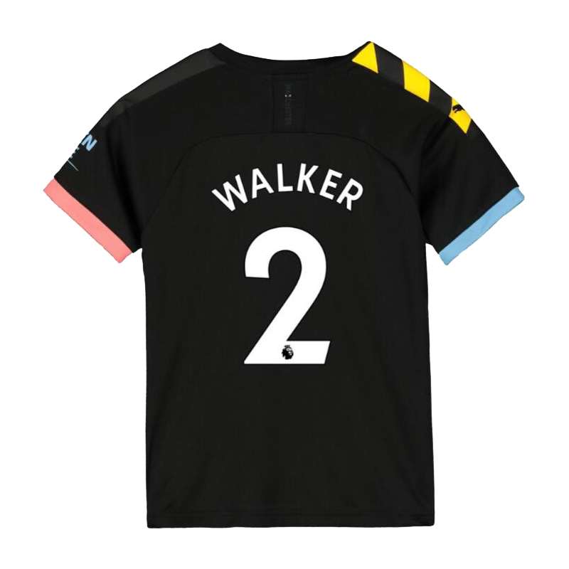 Kinder Fußball Kyle Walker 2 Auswärtstrikot Schwarz Trikot 2019/20 Hemd