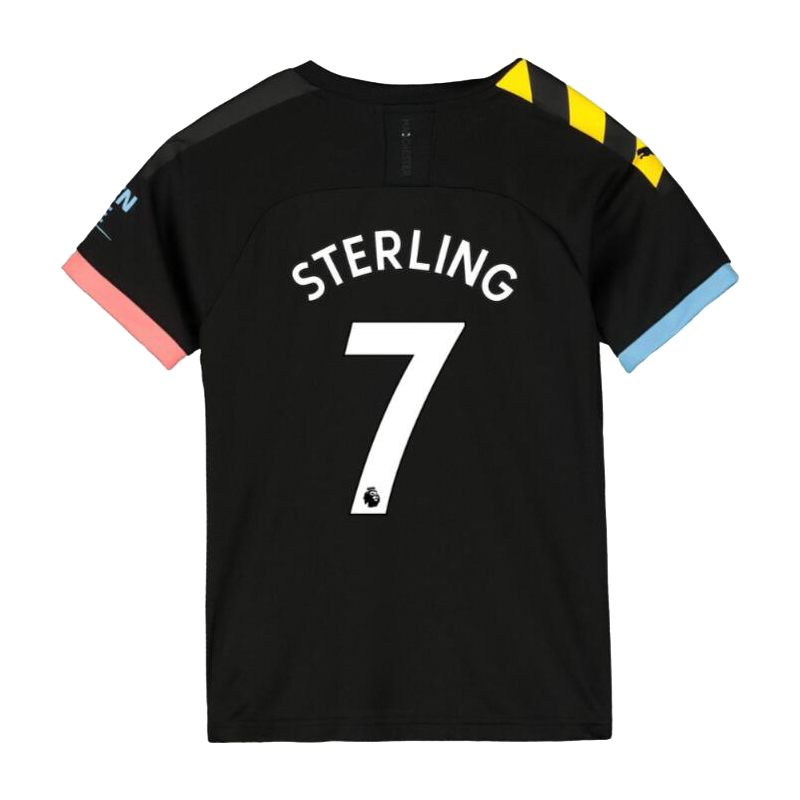 Kinder Fußball Raheem Sterling 7 Auswärtstrikot Schwarz Trikot 2019/20 Hemd