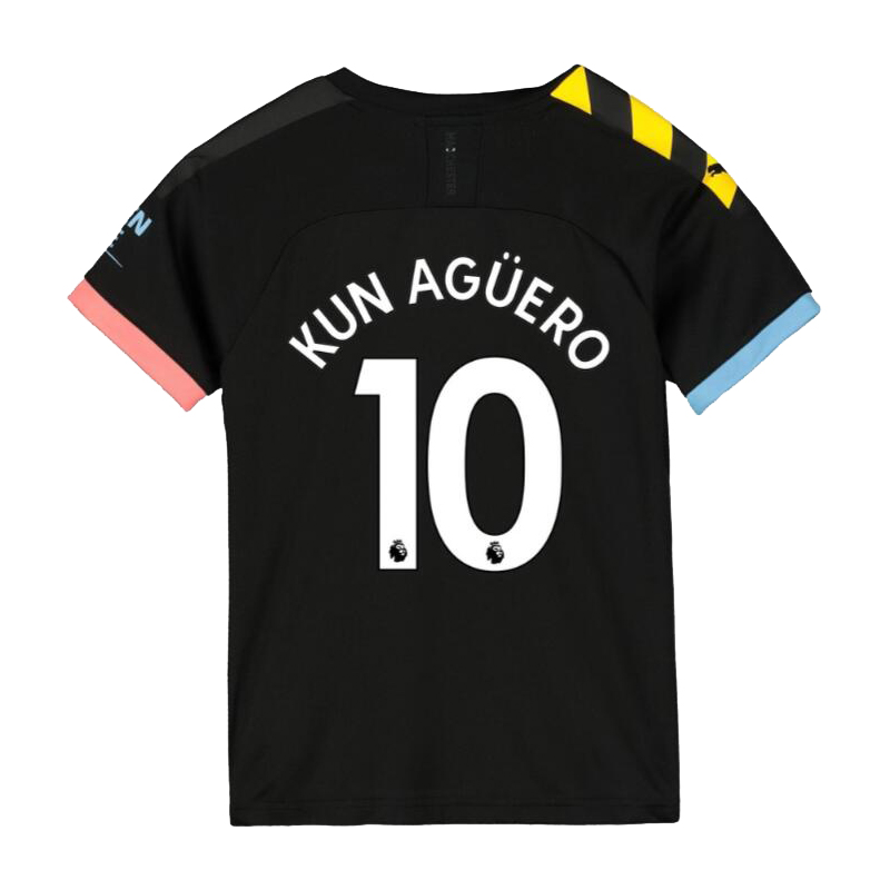 Kinder Fußball Sergio Kun Aguero 10 Auswärtstrikot Schwarz Trikot 2019/20 Hemd