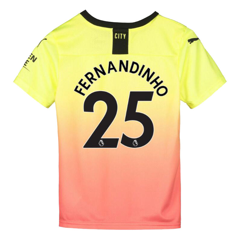 Kinder Fußball Fernandinho 25 Ausweichtrikot Gelb Orange Trikot 2019/20 Hemd