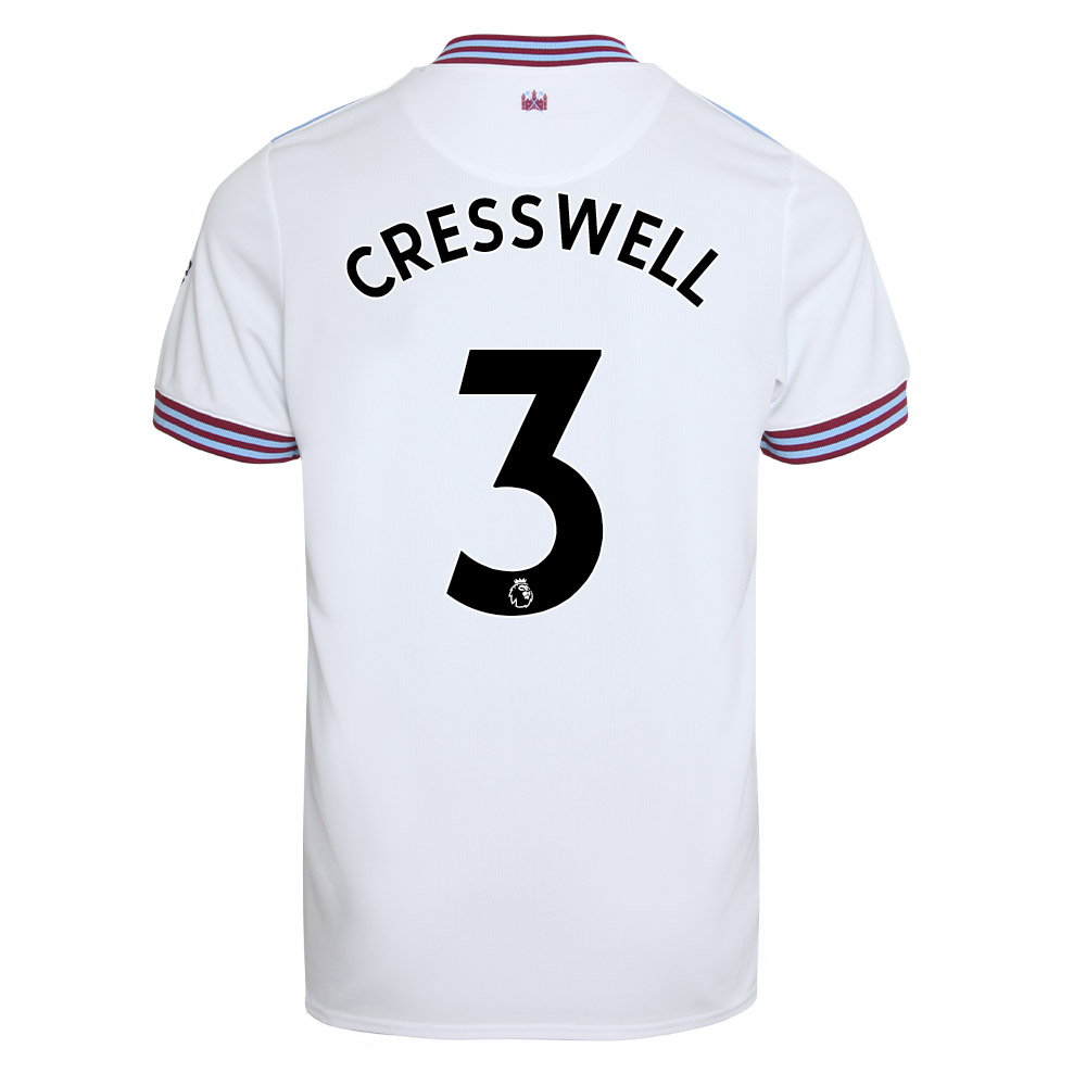 Kinder Fußball Aaron Cresswell 3 Auswärtstrikot Weiß Trikot 2019/20 Hemd