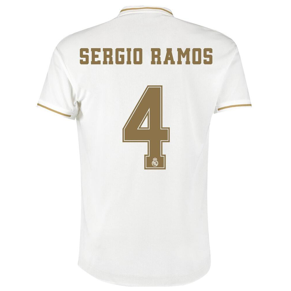Kinder Fußball Sergio Ramos 4 Heimtrikot Weiß Trikot 2019/20 Hemd