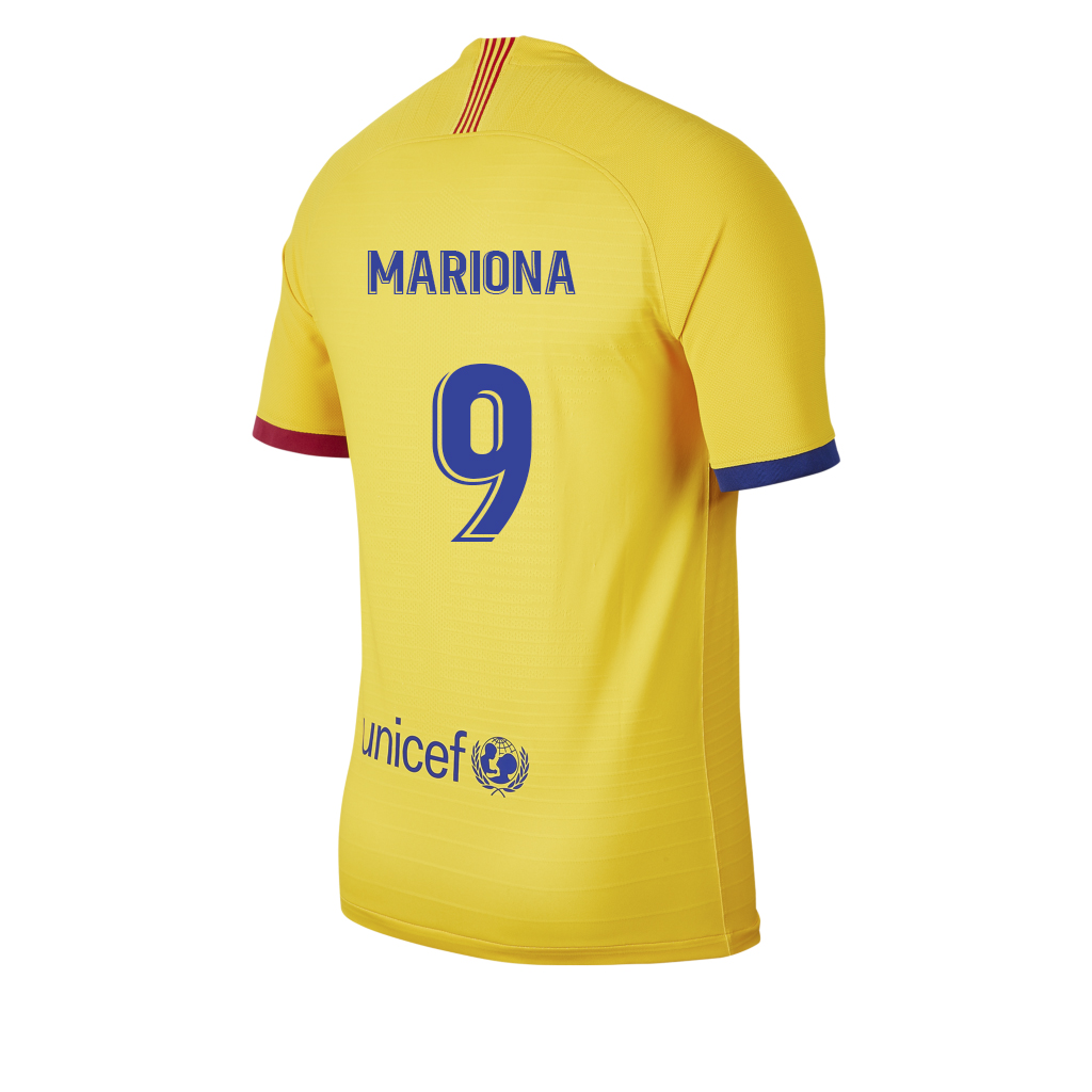 Damen Fußball Mariona Caldentey 9 Auswärtstrikot Gelb Trikot 2019/20 Hemd