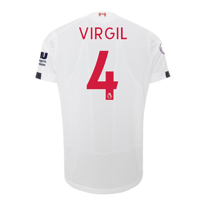 Damen Fußball Virgil Van Dijk 4 Auswärtstrikot Weiß Trikot 2019/20 Hemd