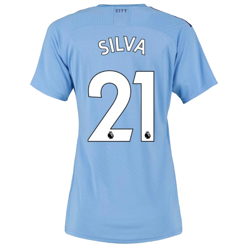 Damen Fußball David Silva 21 Heimtrikot Blau Trikot 2019/20 Hemd