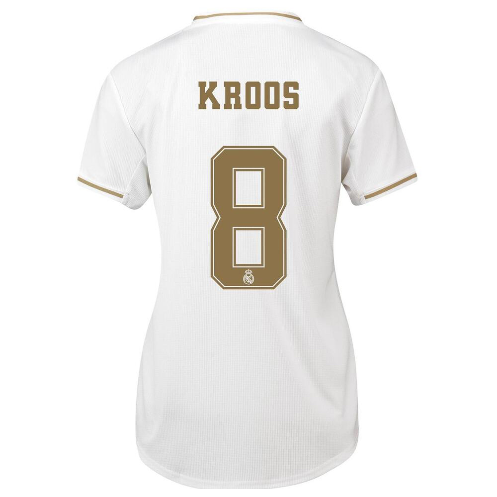 Damen Fußball Toni Kroos 8 Heimtrikot Weiß Trikot 2019/20 Hemd
