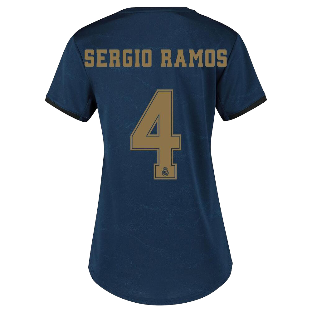Damen Fußball Sergio Ramos 4 Auswärtstrikot Marine Trikot 2019/20 Hemd